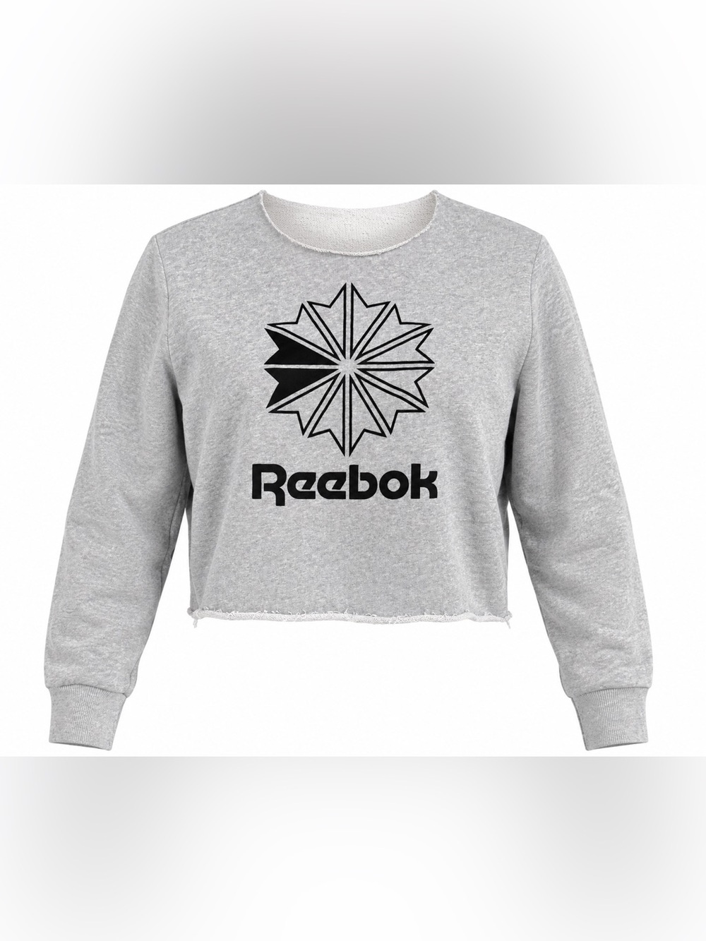 Reebok Classic Vector Logo Cropped Sweatshirt Gray Crewneck Women’s L Athleisure